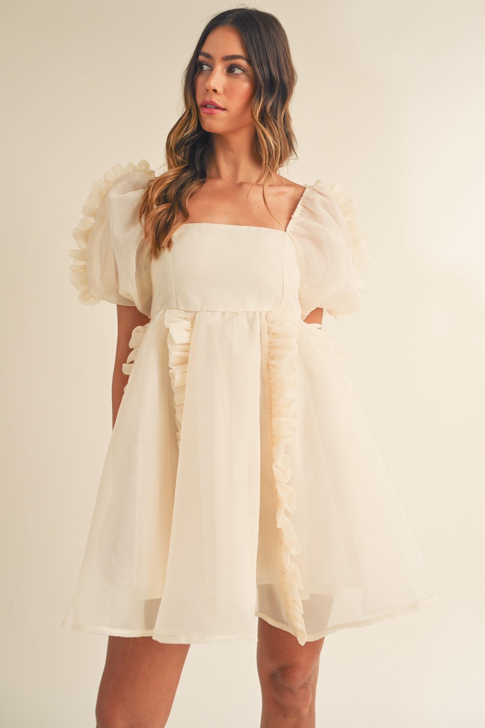 Organza Ruffle Mini Babydoll Dress Product Image