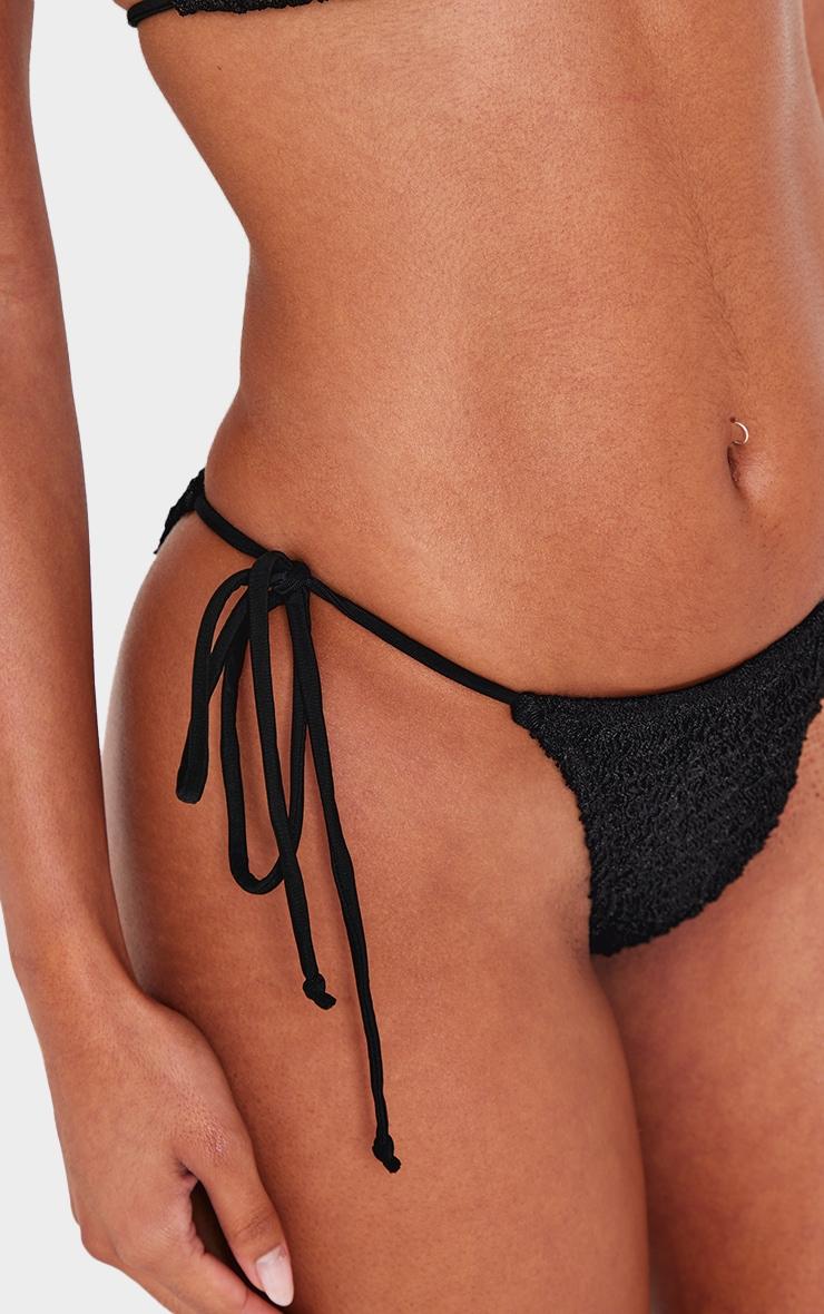 Black Tie Side Textured Bikini Bottoms Product Image
