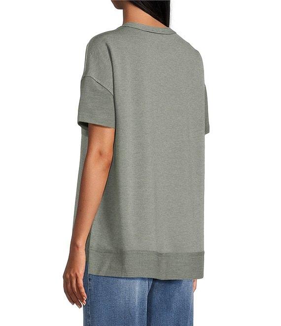 Westbound Petite Size Knit Short Sleeve Crew Neck Pocket Tee Product Image