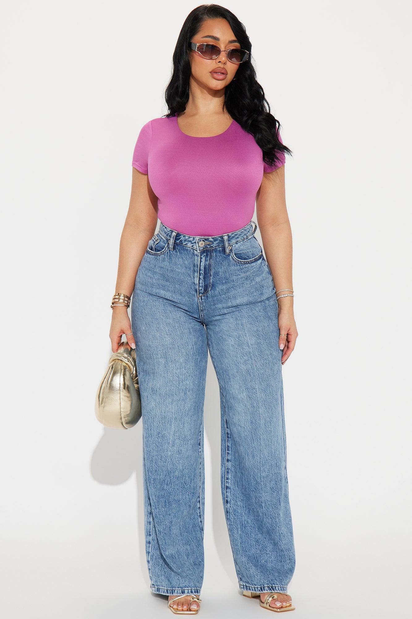 Scarlette Double Lined Crew Neck Bodysuit - Pink Product Image