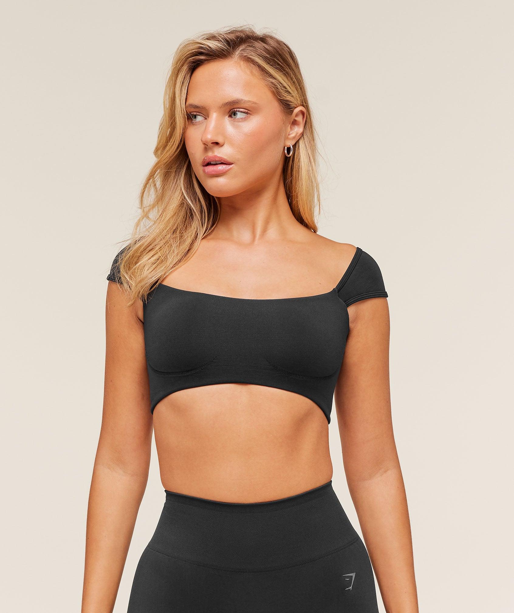 Gymshark Soft Sculpt Cap Sleeve Bralette - Black Female Product Image