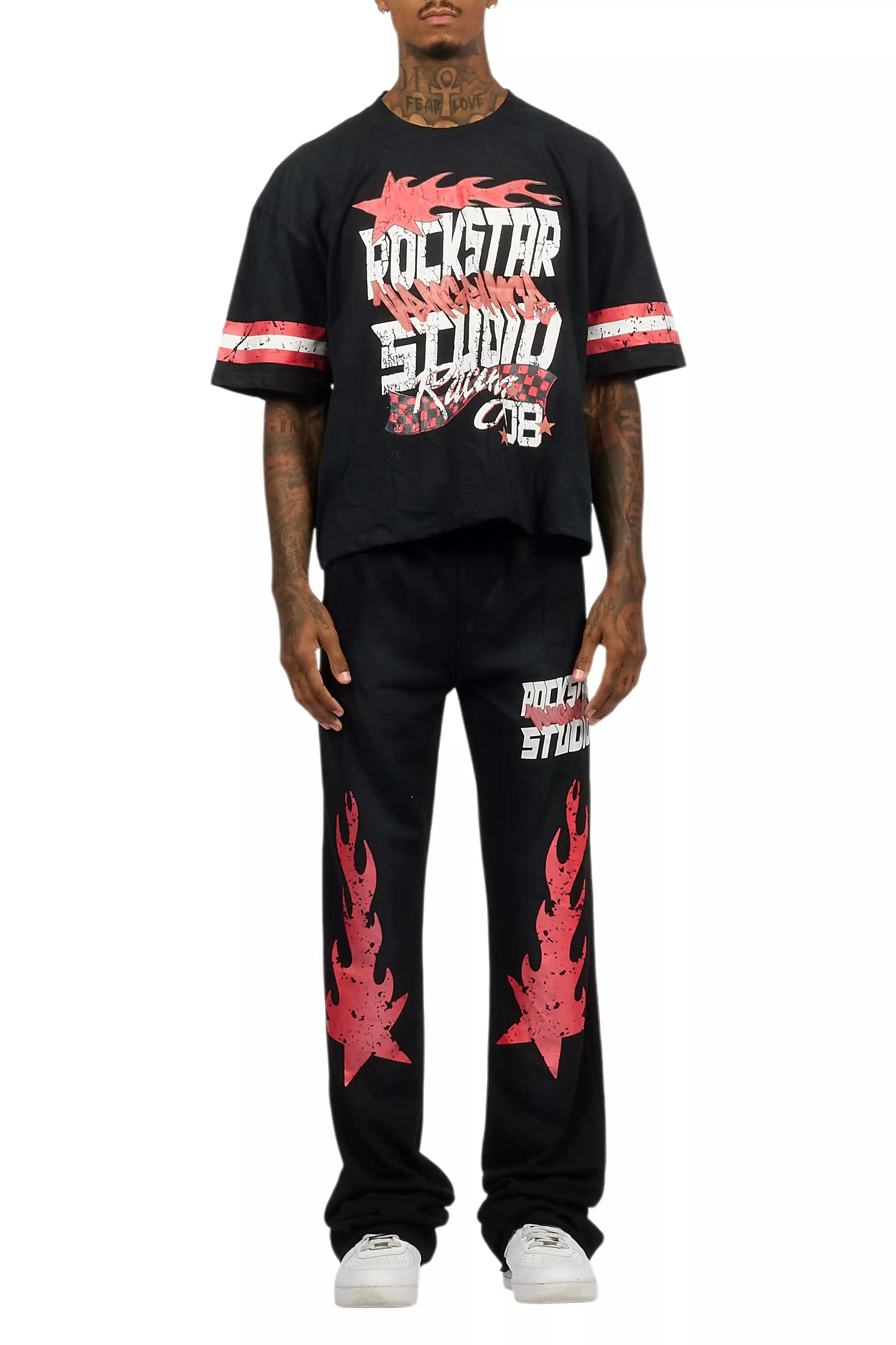 Garo Black T-Shirt/Baggy Stacked Track Set Male Product Image