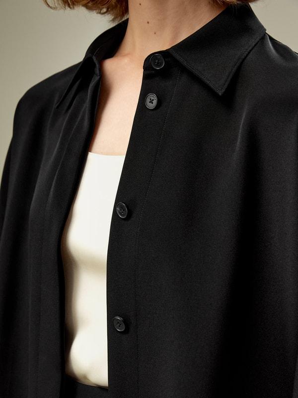 LILYSILK Silk Shirt Women - Black 30 Momme Silk - Chic Three-Dimensional Look Shirt XS Product Image