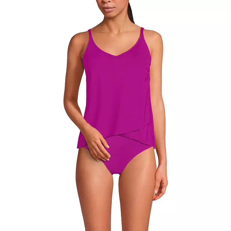 Womens Lands End Chlorine Resistant Tulip Hem Tankini Swimsuit Top Red Rose Product Image