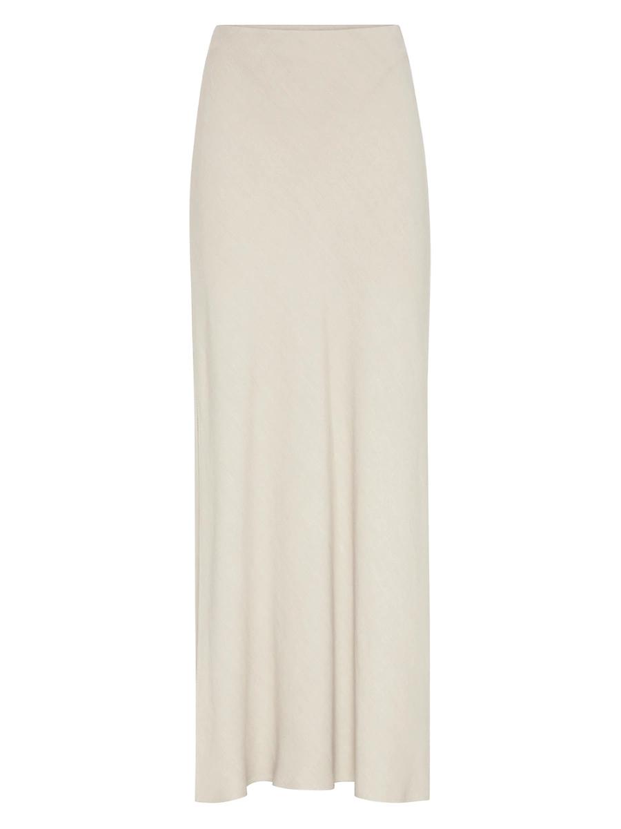 Womens Viscose and Linen Twill Fluid Bias Cut Skirt Product Image