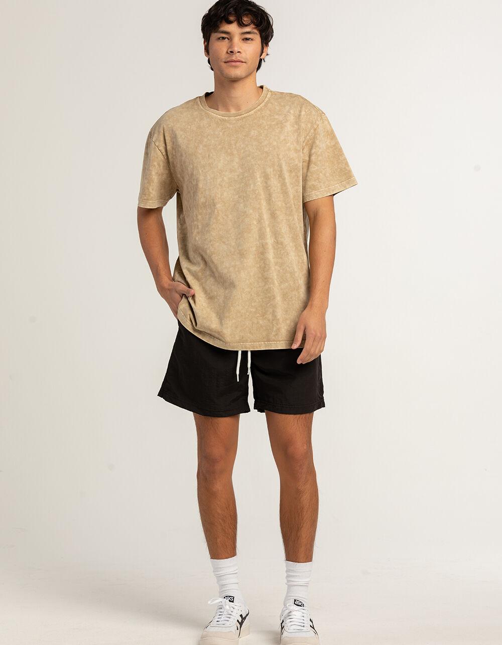 RSQ Mens Acid Wash Oversized Tee - KHAKI Product Image
