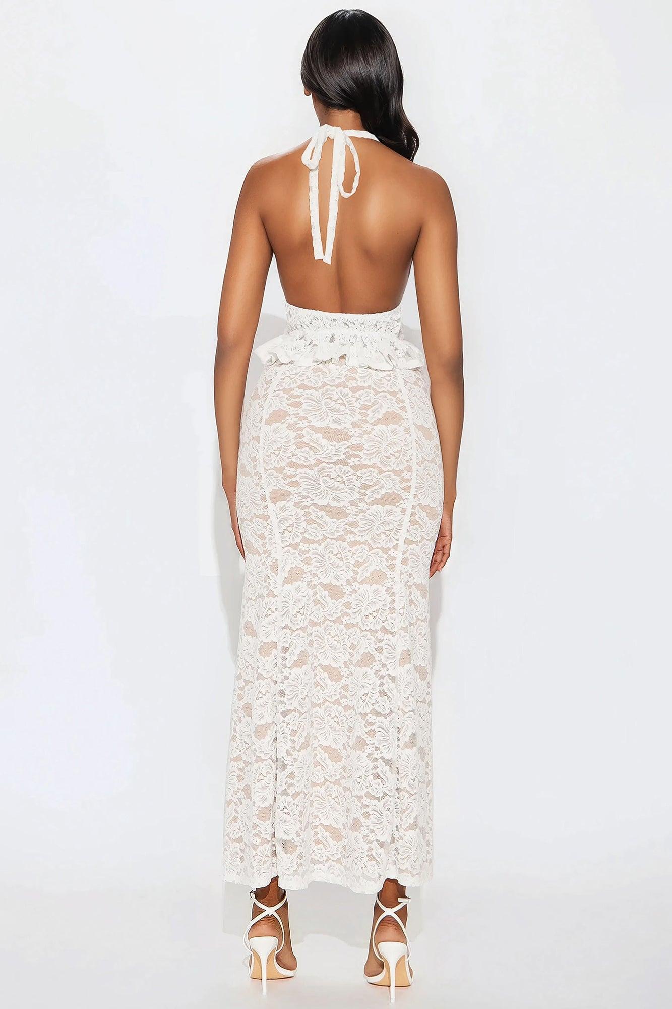 Ever After Lace Maxi Skirt Set - White Product Image