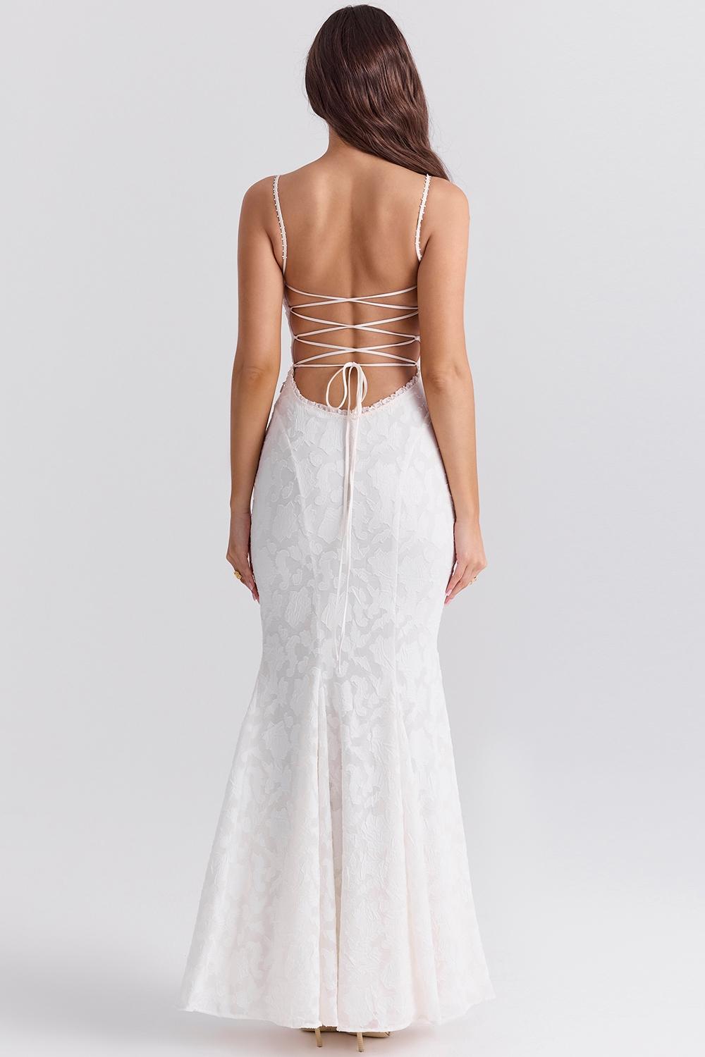 Joan  ivory lace up back maxi dress Product Image