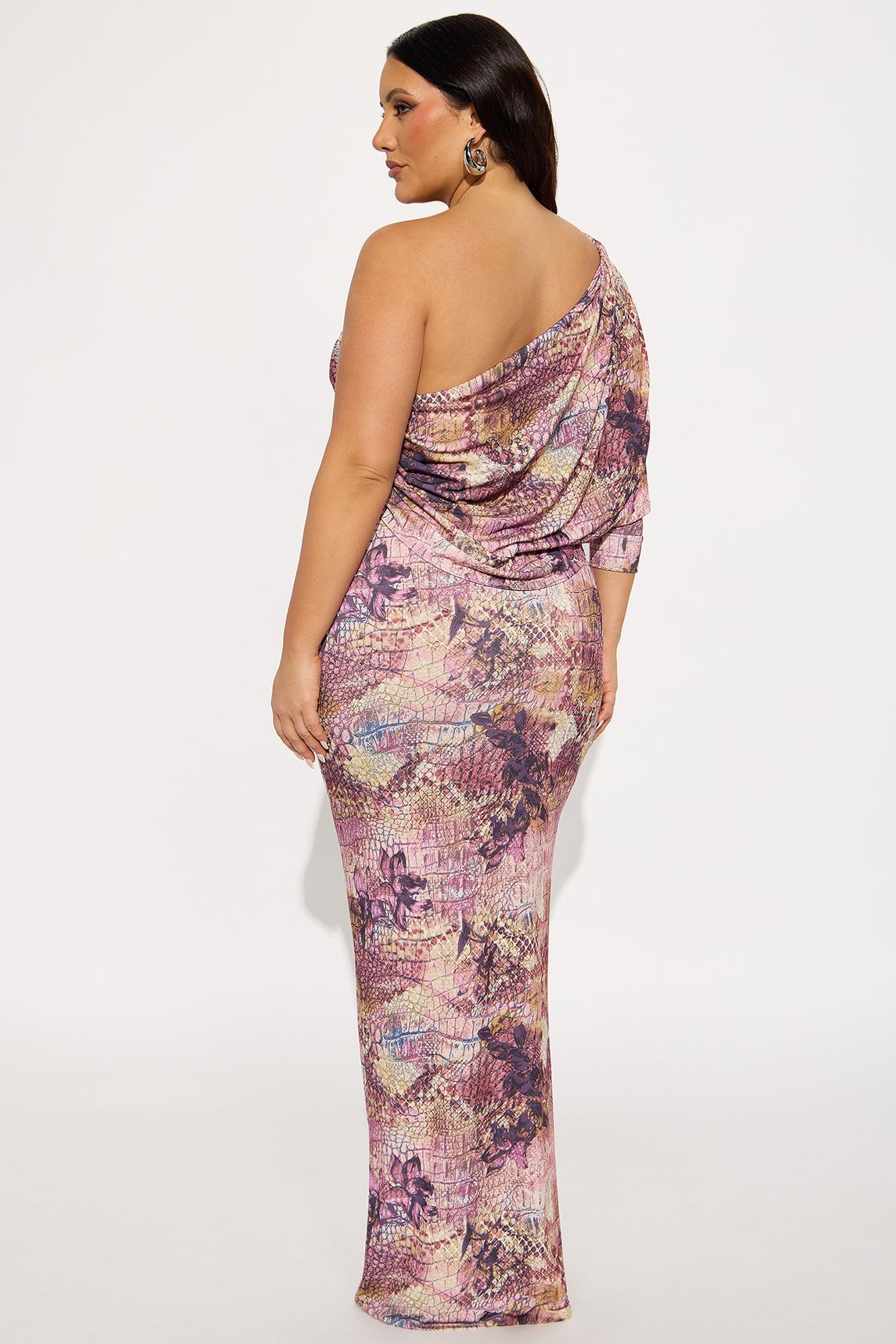 Major Crush Asymmetrical Maxi Dress - Purple/combo Female Product Image