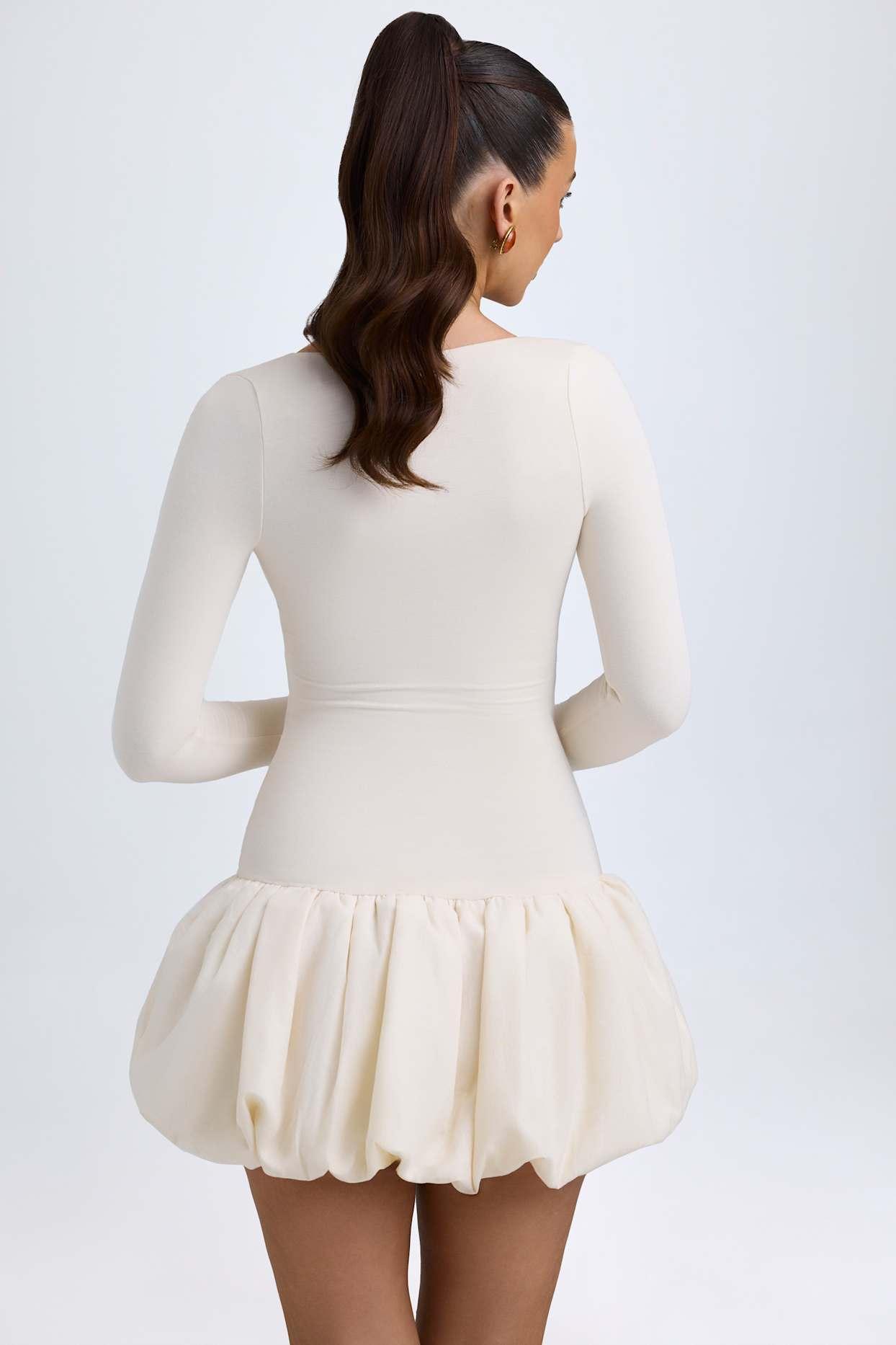 Modal Drop-Waist Bubble Hem Mini Dress in Ivory Female Product Image