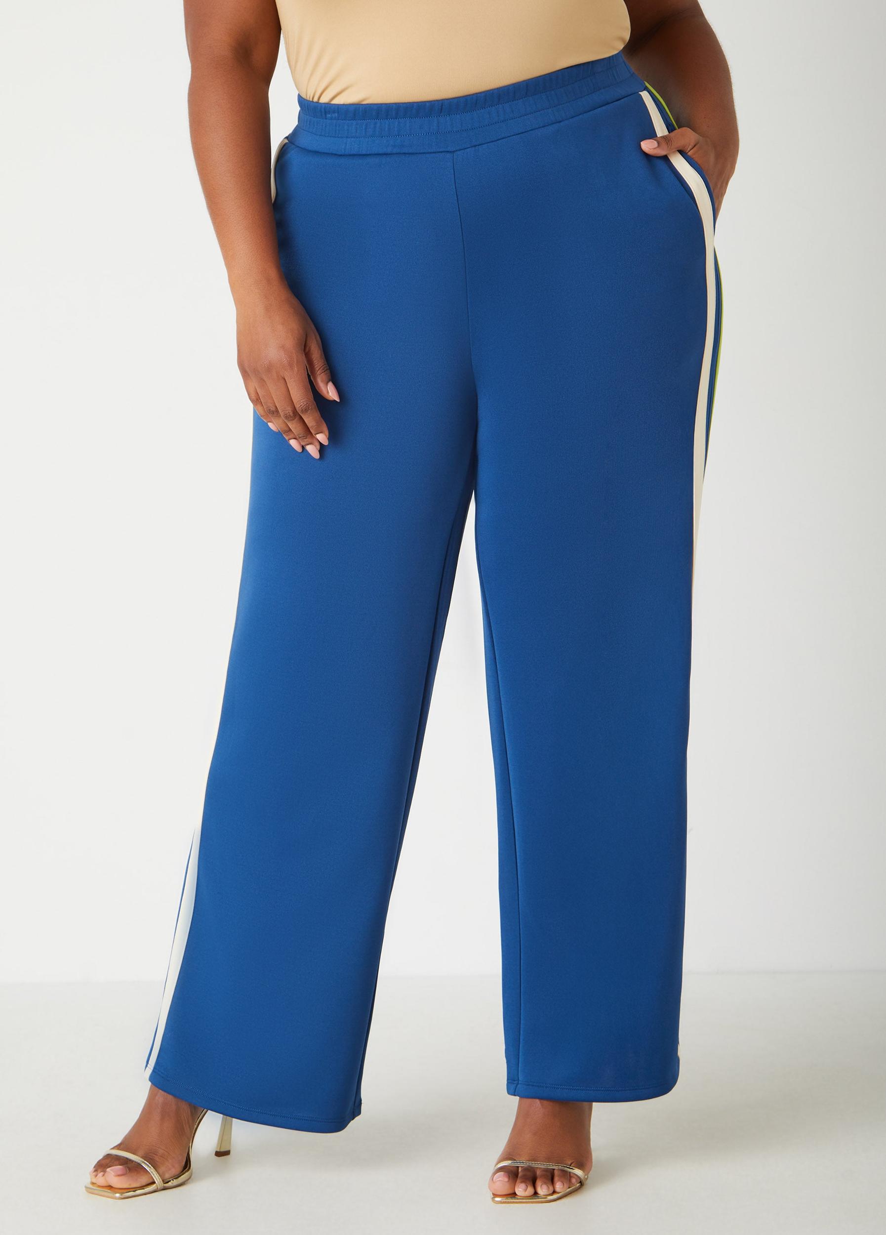 Plus Size Striped Trimmed Wide Leg Pants Ashley Stewart Product Image