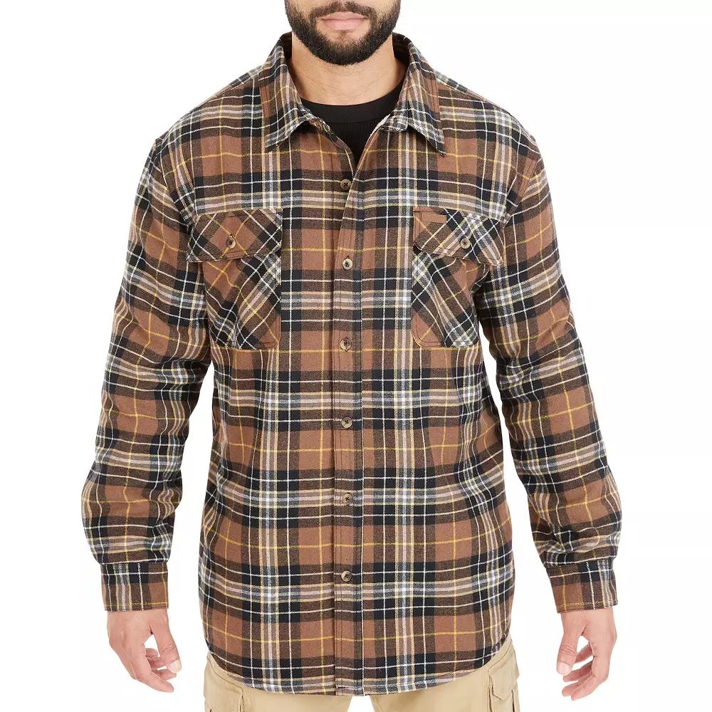 Men's Smith's Workwear Plaid Sherpa-Lined Cotton Flannel Shirt Jacket,  Product Image