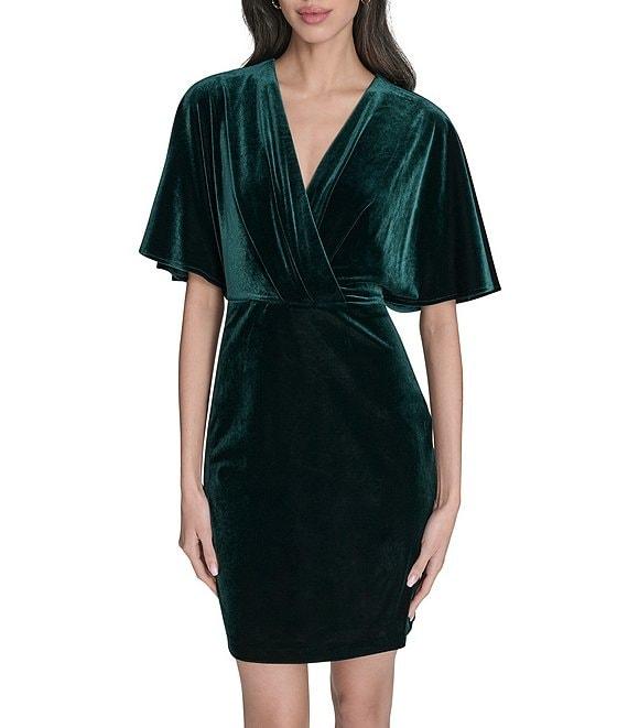 Eliza J Velvet V-Neck Dolman Sleeve Wrap Mini Dress Product Image
