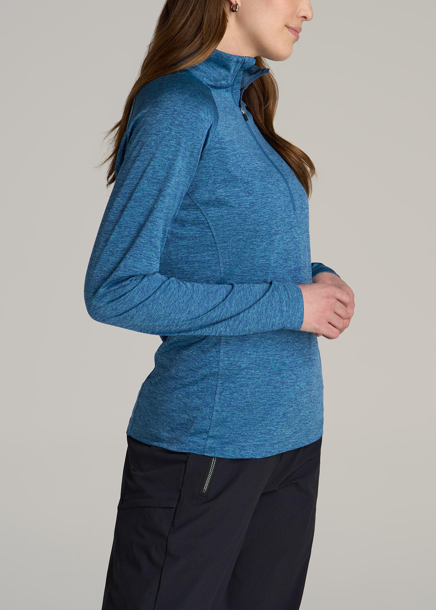 Long Sleeve Active Half Zip Pullover Tall Women's Jacket in Ocean Blue Space Dye Product Image