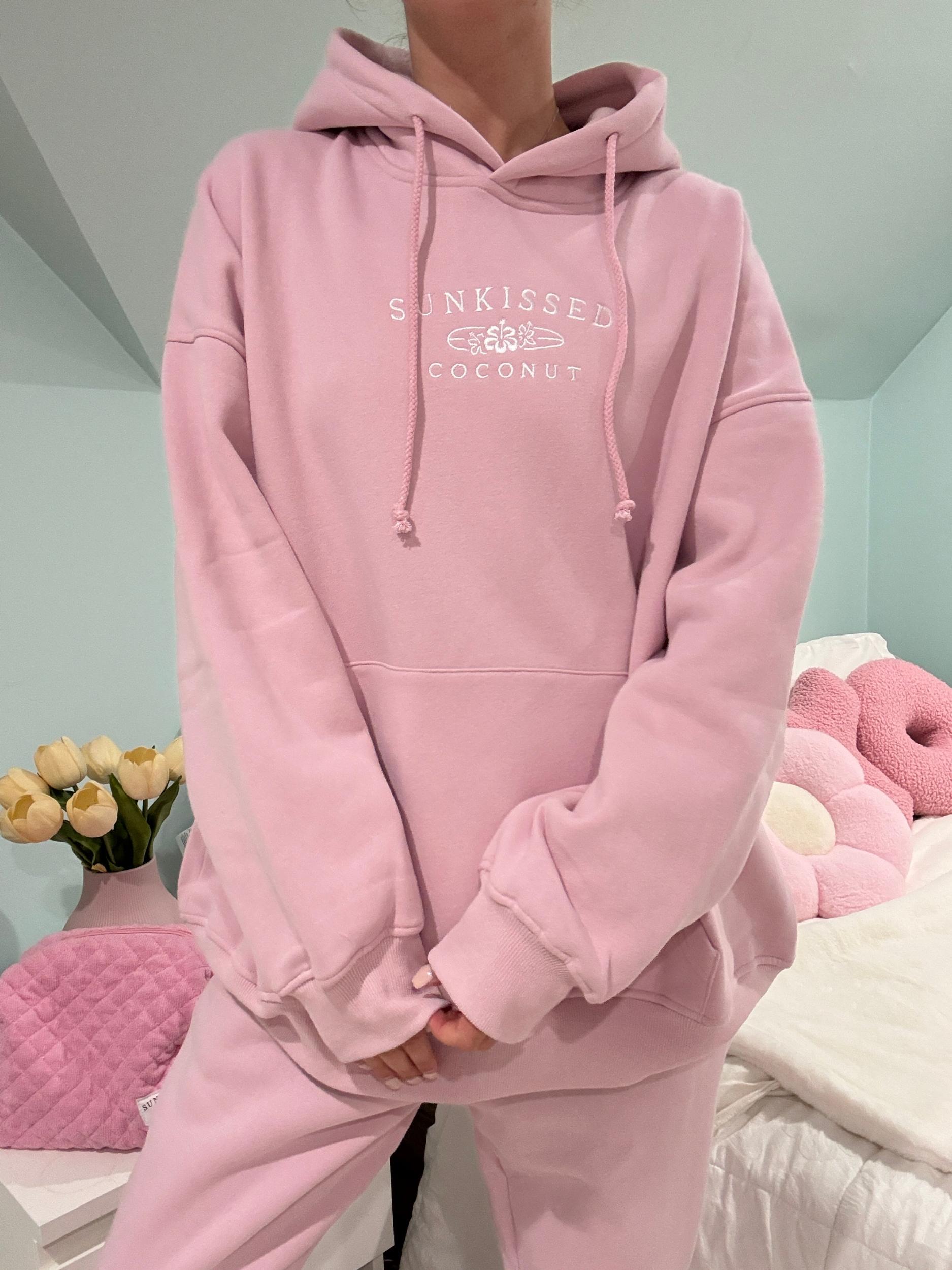Mauve Mist Sunkissedcoconut Embroider Hoodie Product Image