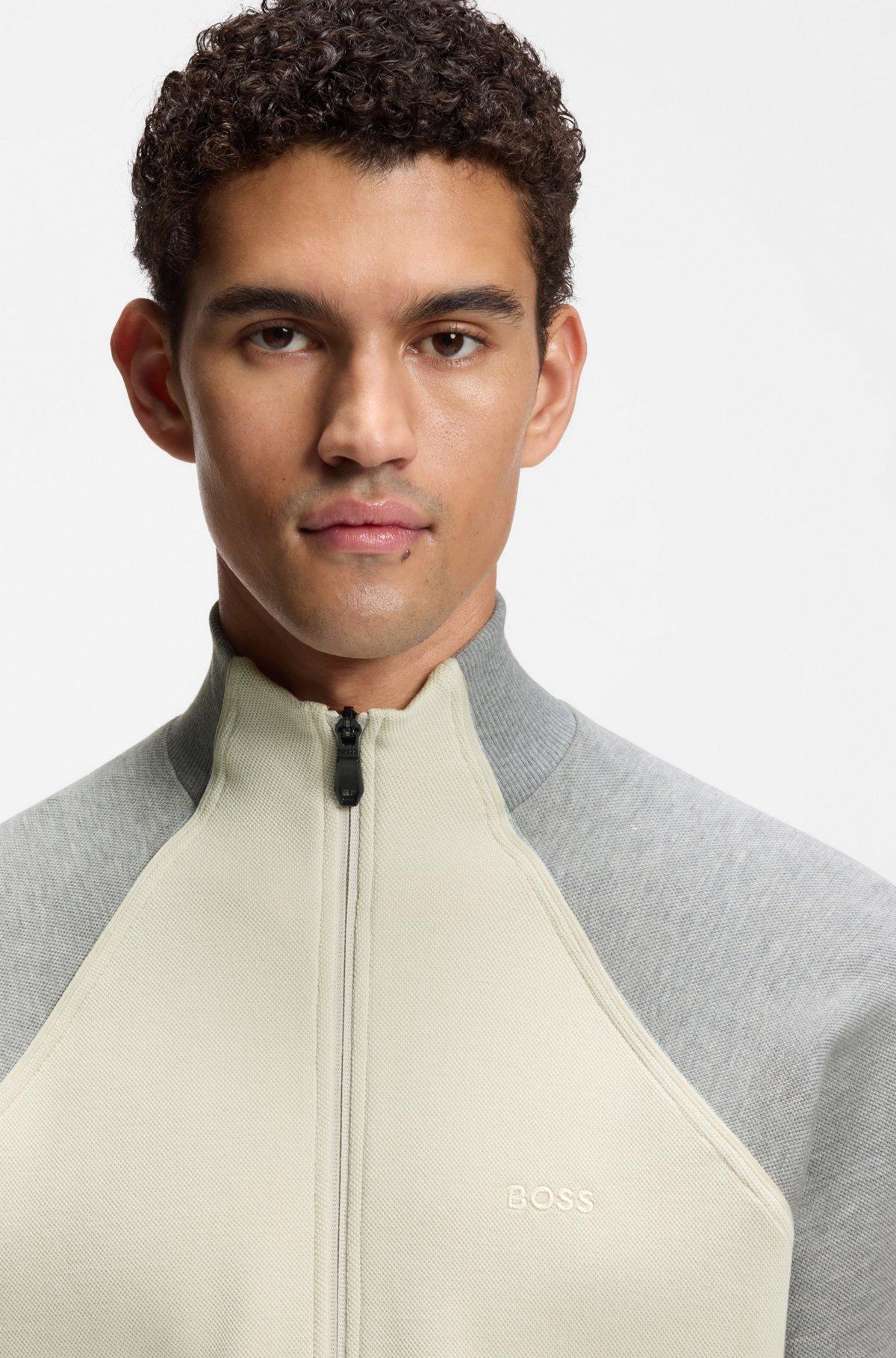 Contrast-piping sweatshirt in a cotton blend Product Image