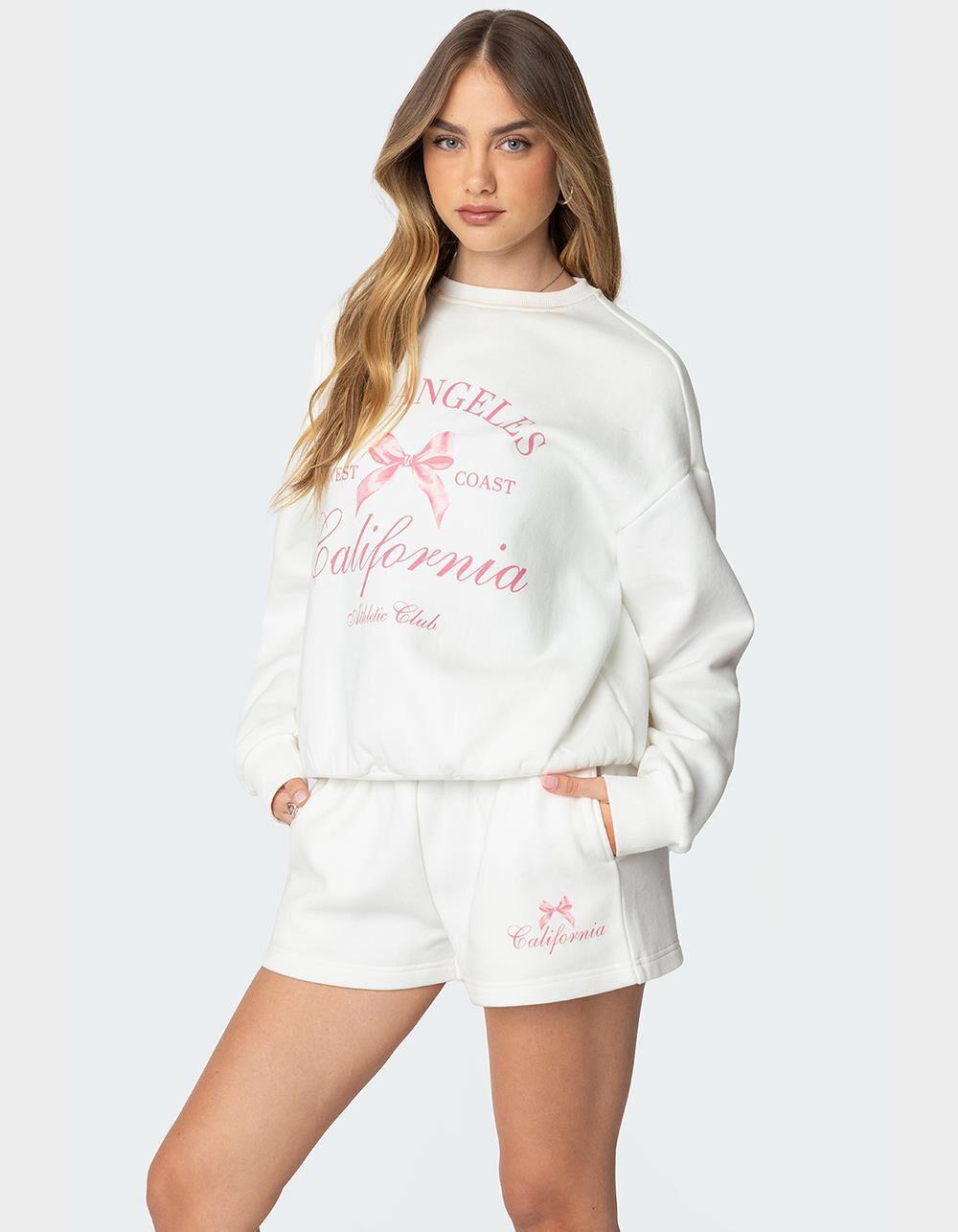 EDIKTED Cali Bow Sweatshirt - WHITE Product Image