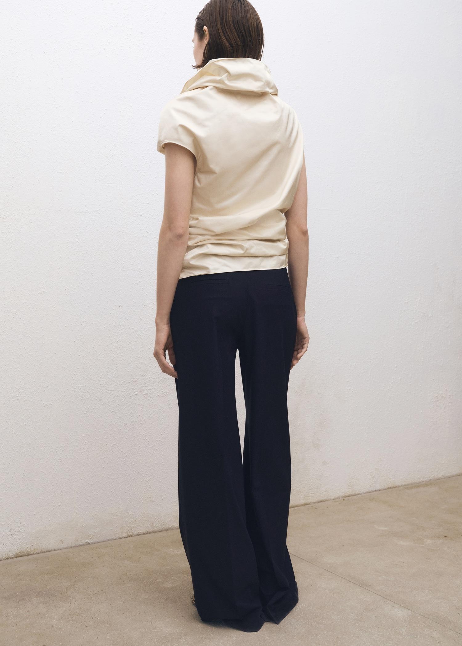 Wide-leg wool-blend pleated pants - Women | MANGO USA Product Image