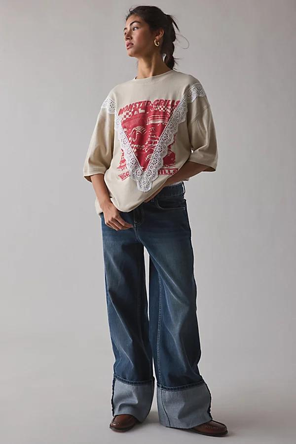 Urban Outfitters UO Shirley Lace-Trim Oversized Graphic Tee Womens at Urban Outfitters Product Image