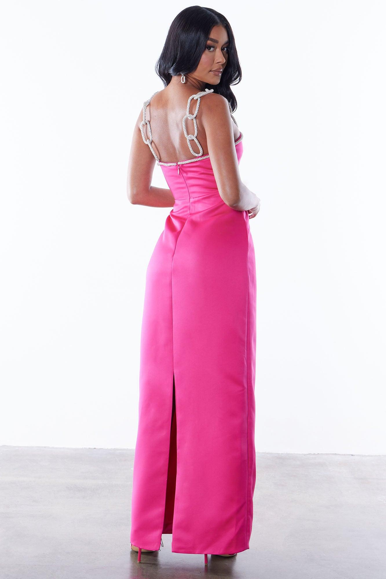 Valerie Embellished Maxi Dress - Hot Pink Product Image