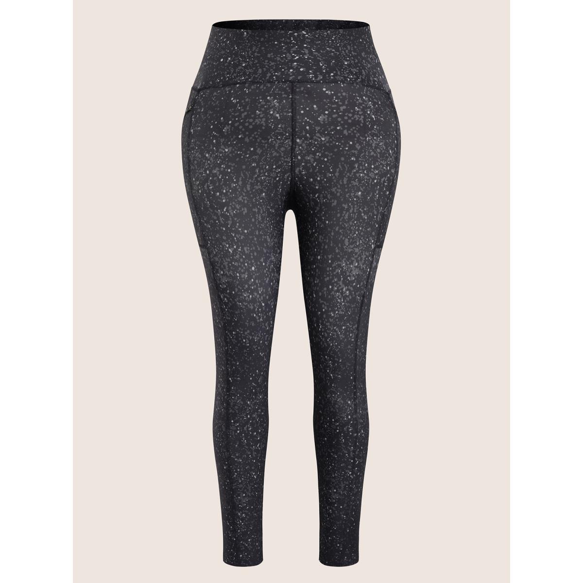 Plus Size Allover Print Zipper Seam Detail High Rise Leggings Women BlackFlower Casual High stretch Skinny High Rise Everyday Leggings BloomChic 14-16/1X Product Image