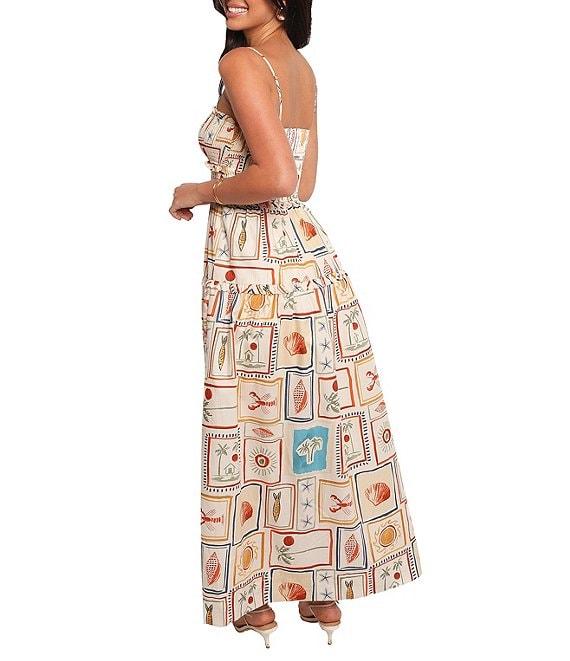 Petal & Pup Hana Sardinia Print Sweetheart Neck Sleeveless Cut-Out Shirred Maxi Dress Product Image