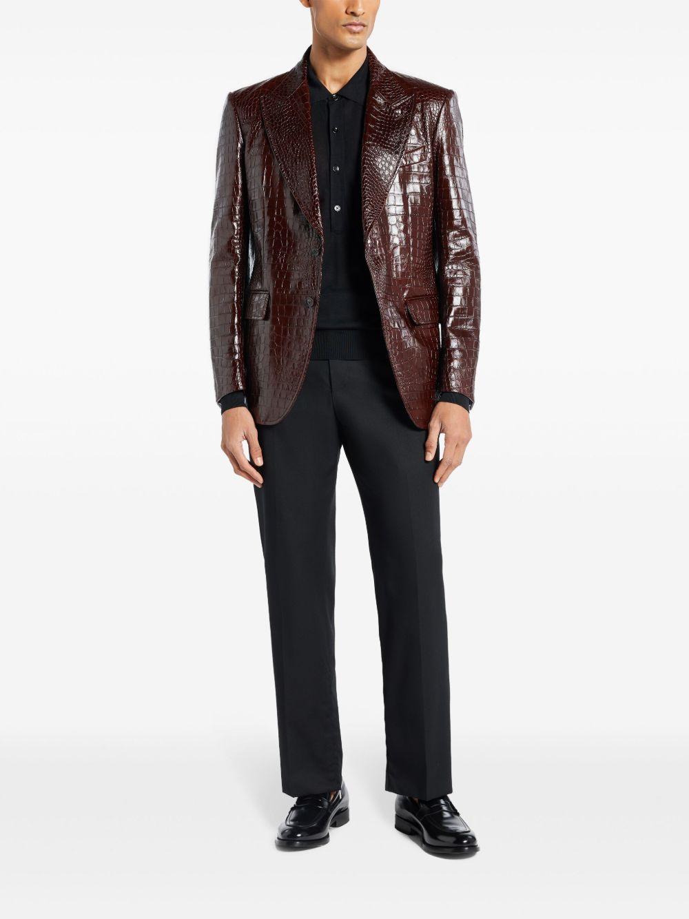 crocodile-embossed leather blazer Product Image