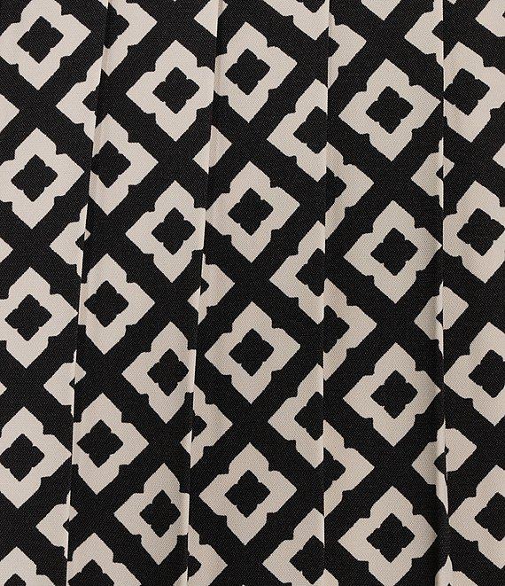 TILLEY Tech Silk Black Tile Print Pleated A-Line Midi Skirt Product Image