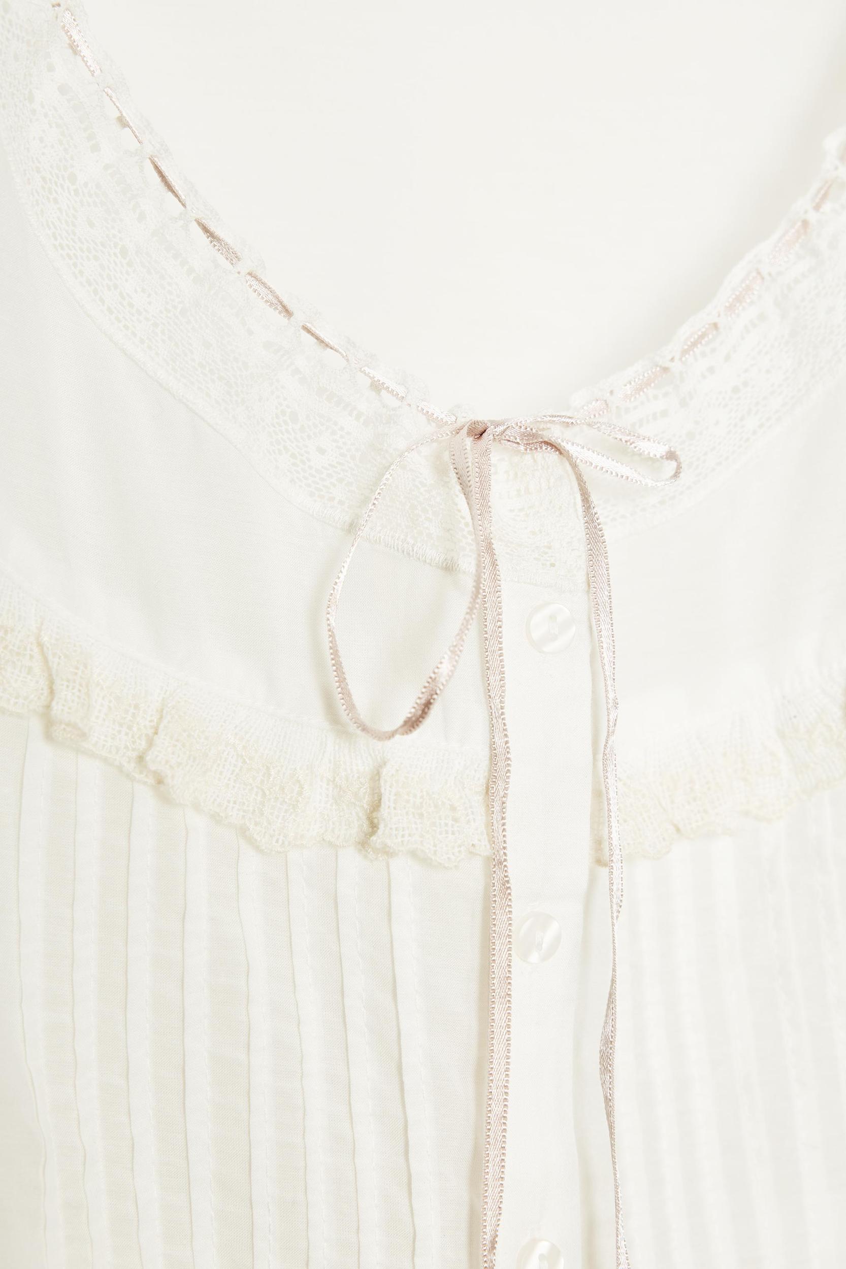 EMBROIDERED GAUZE BOW CROP TOP Product Image