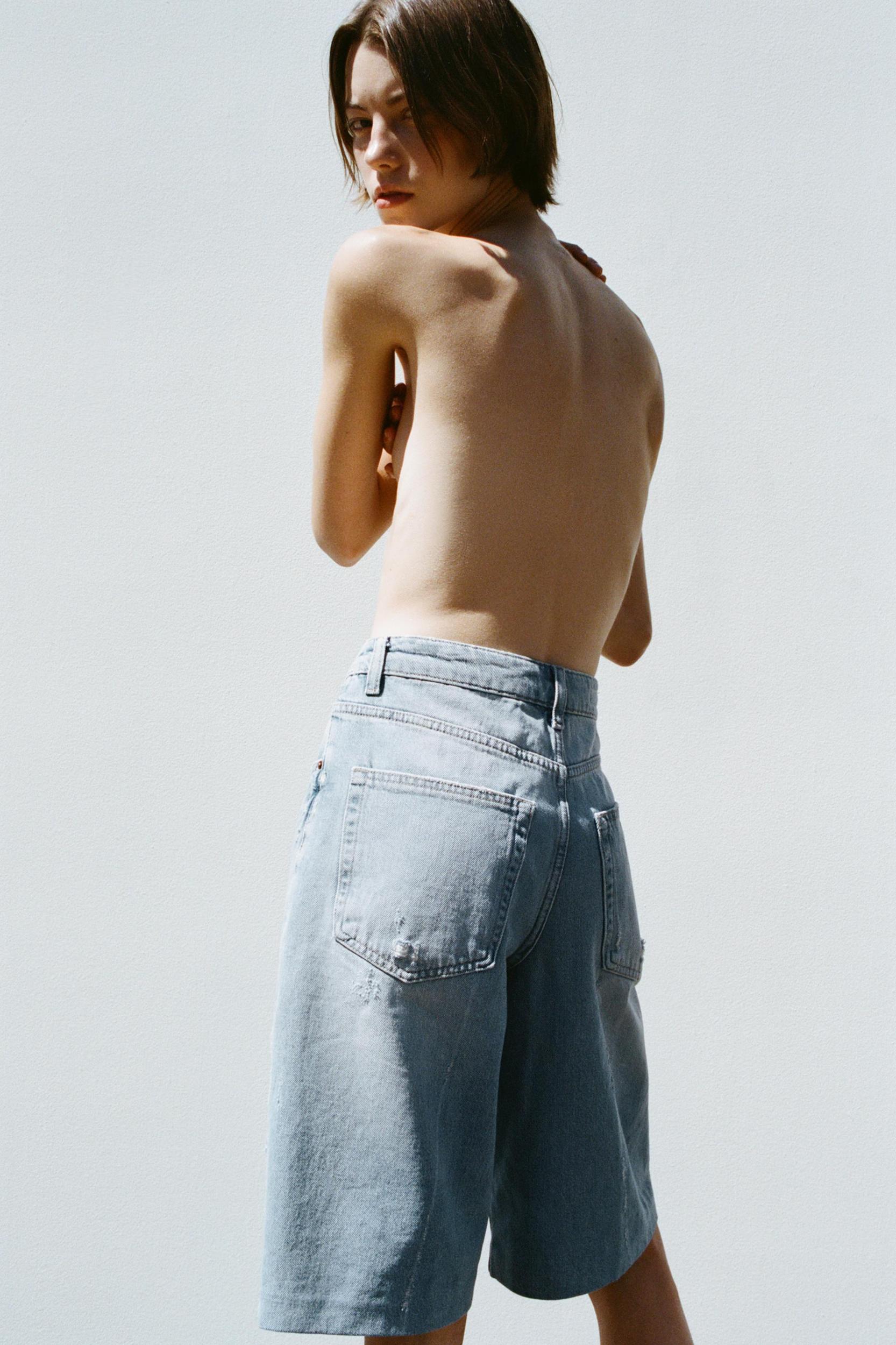 TRF MID-RISE DENIM JORTS Product Image