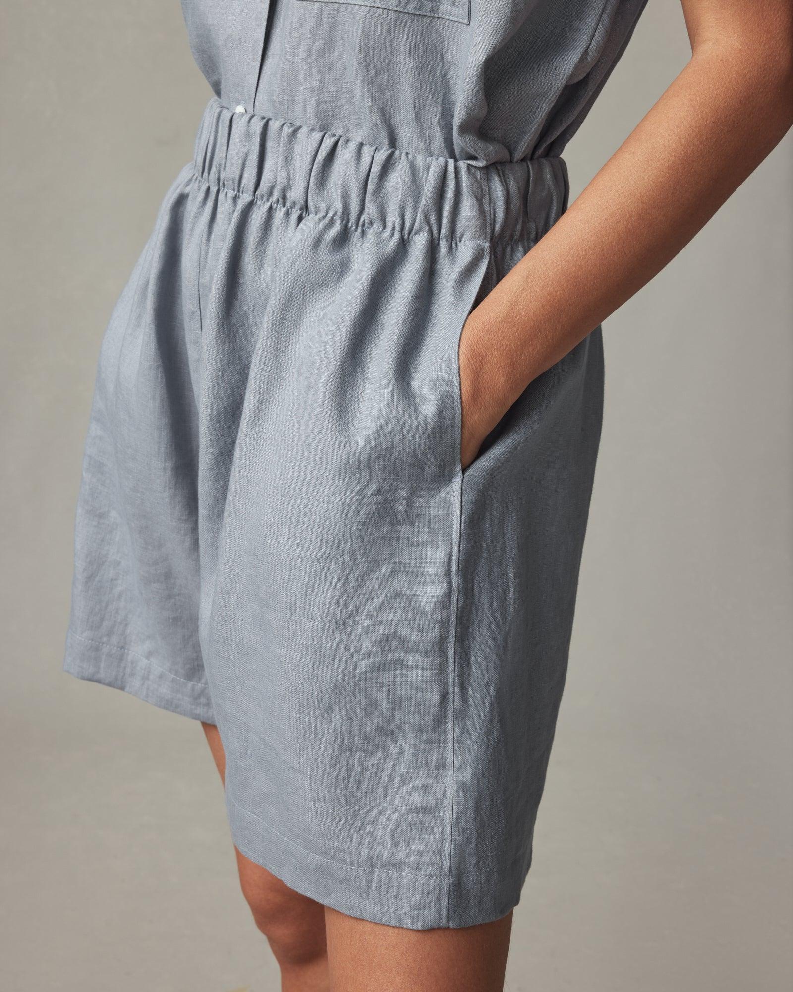 Women's Linen Short - Dusty Blue Female Product Image