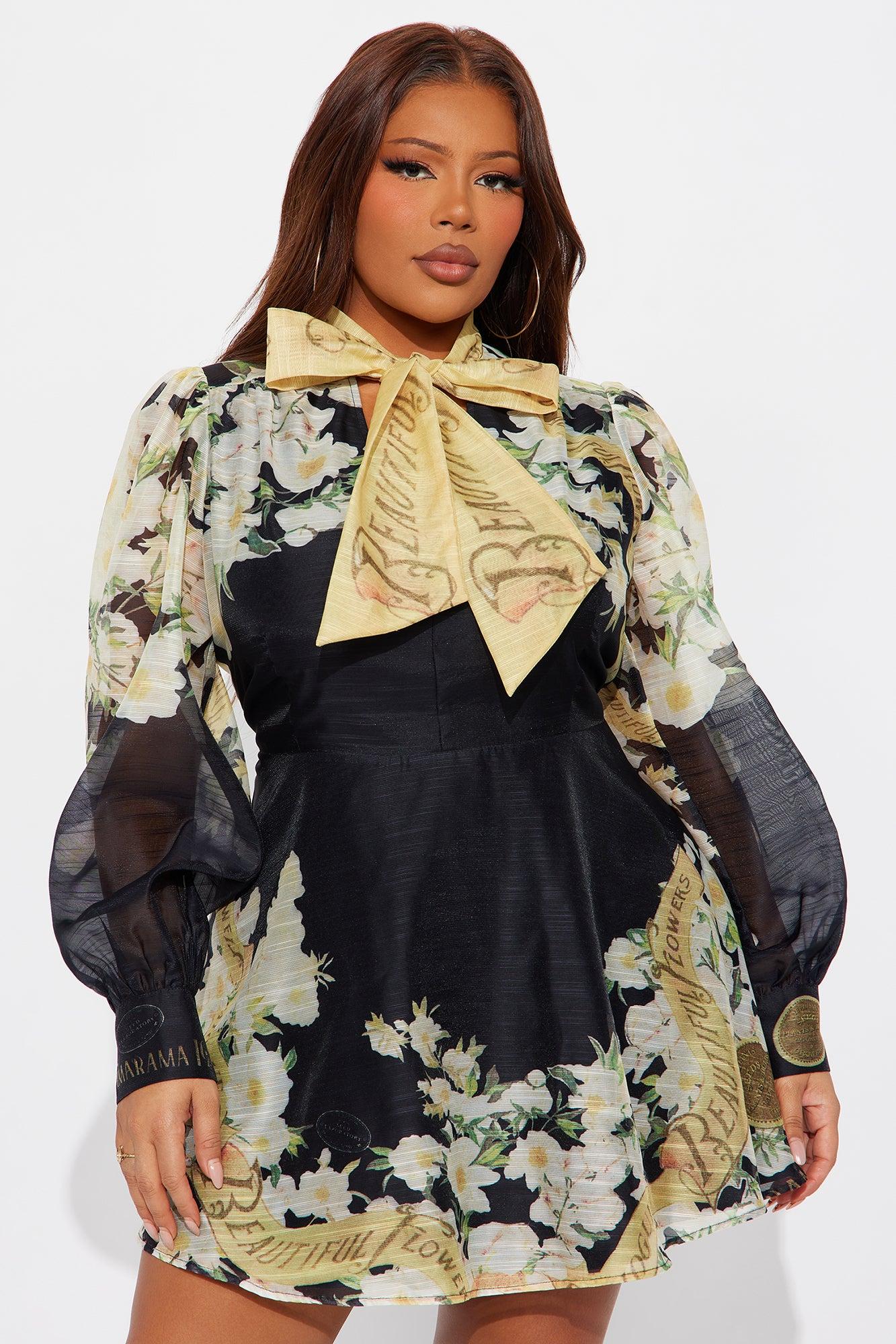 Liana Long Sleeve Mini Dress - Black/combo Female Product Image