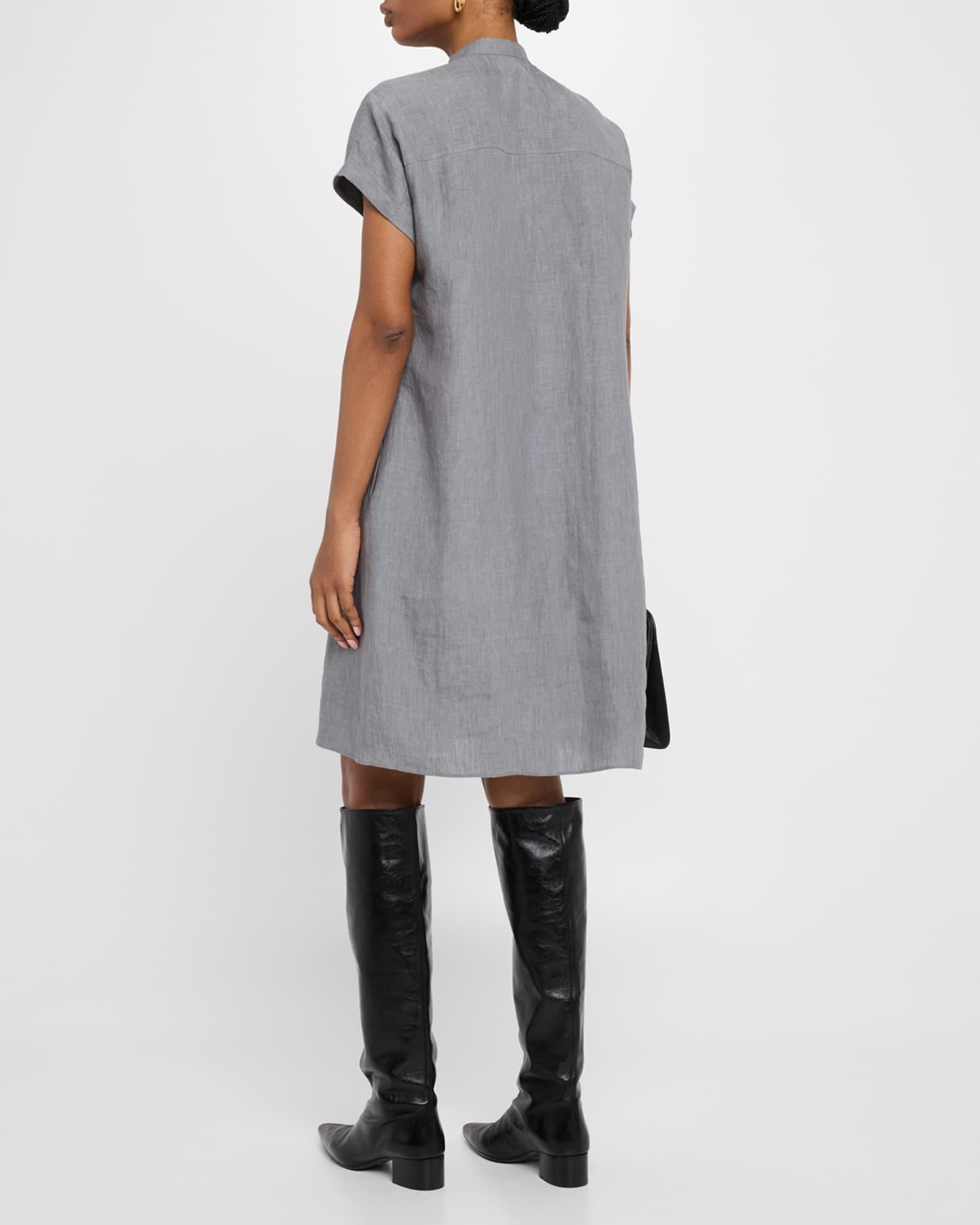 Ruched Pintuck Linen Dress Product Image