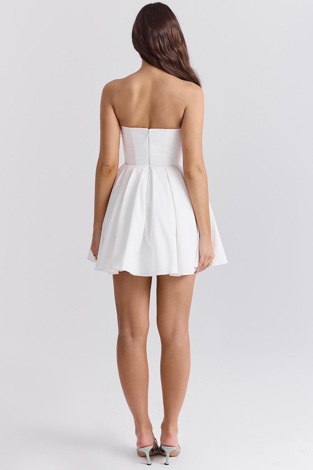 Emmanuela  white strapless pleated mini dress Product Image
