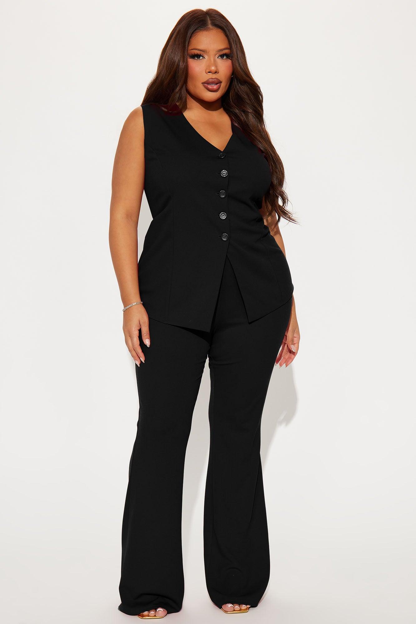 Office Romance Vest Pant Set - Black Product Image