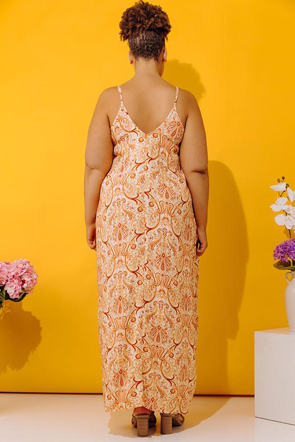 Sandy Shore Paisley Maxi Dress In Orange Curves Product Image