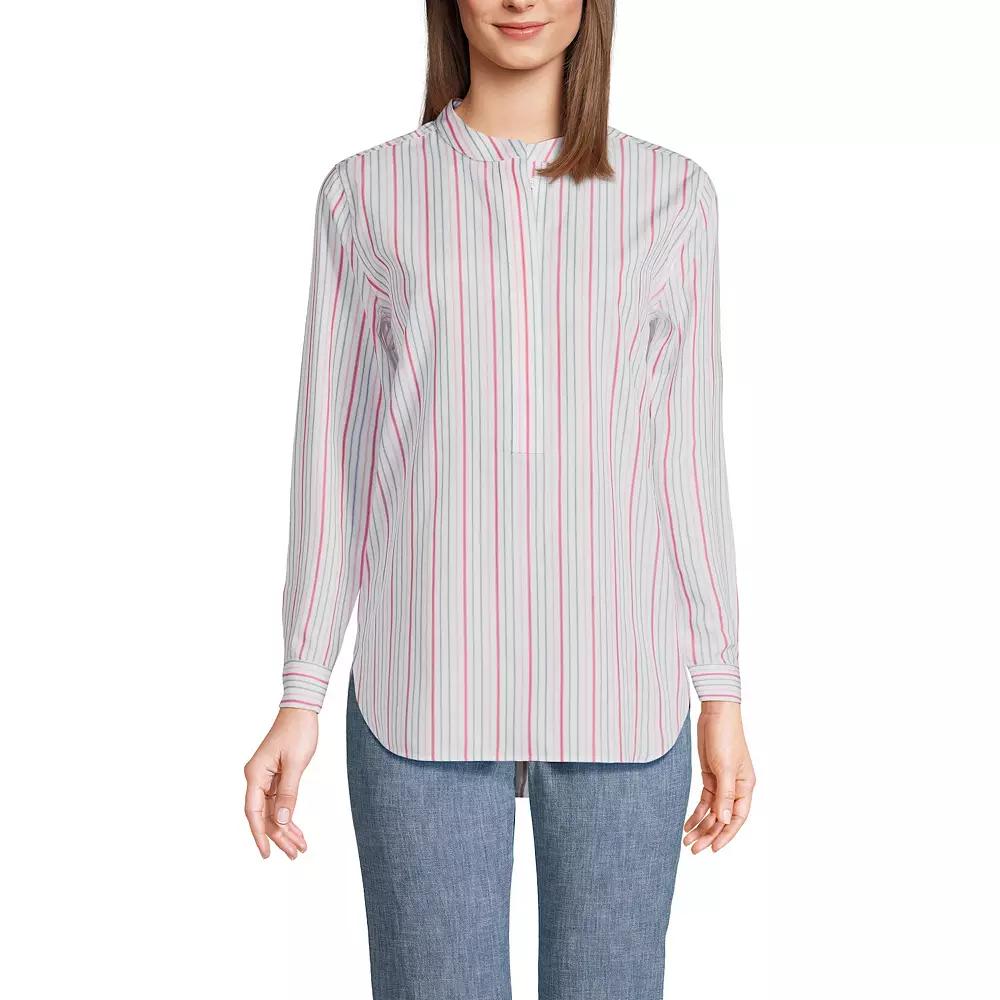 Women's Lands' End No Iron Long Sleeve Banded Collar Popover Shirt,  Product Image