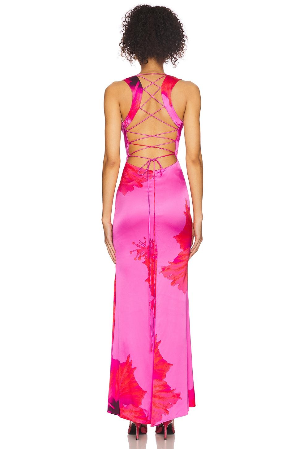 Satin Lace Up Maxi Dress Good American Product Image