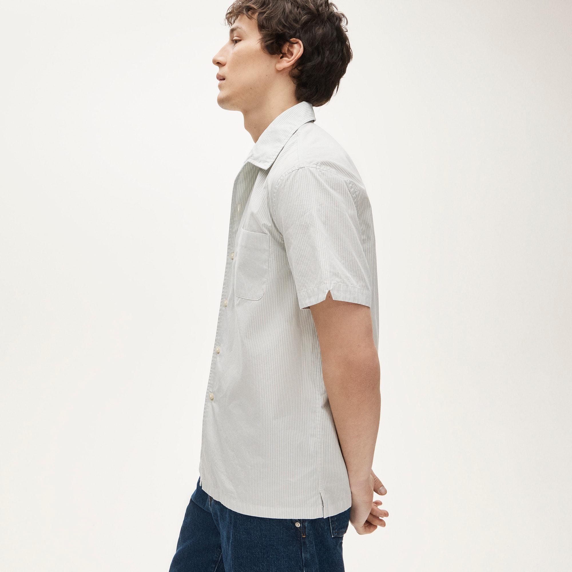 Short-sleeve cotton poplin camp-collar shirt Product Image