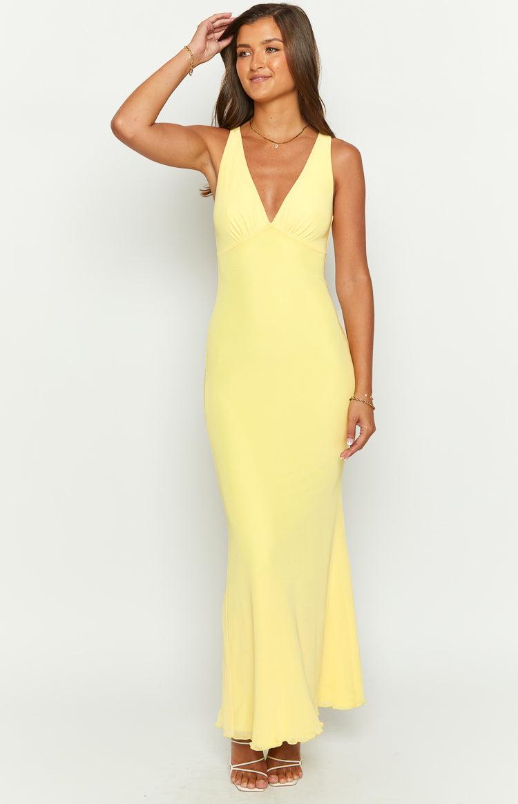 Sunflower Yellow Mesh Maxi Dress Product Image