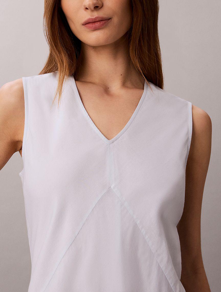 Cotton Blend V-Neck Mini Dress Product Image
