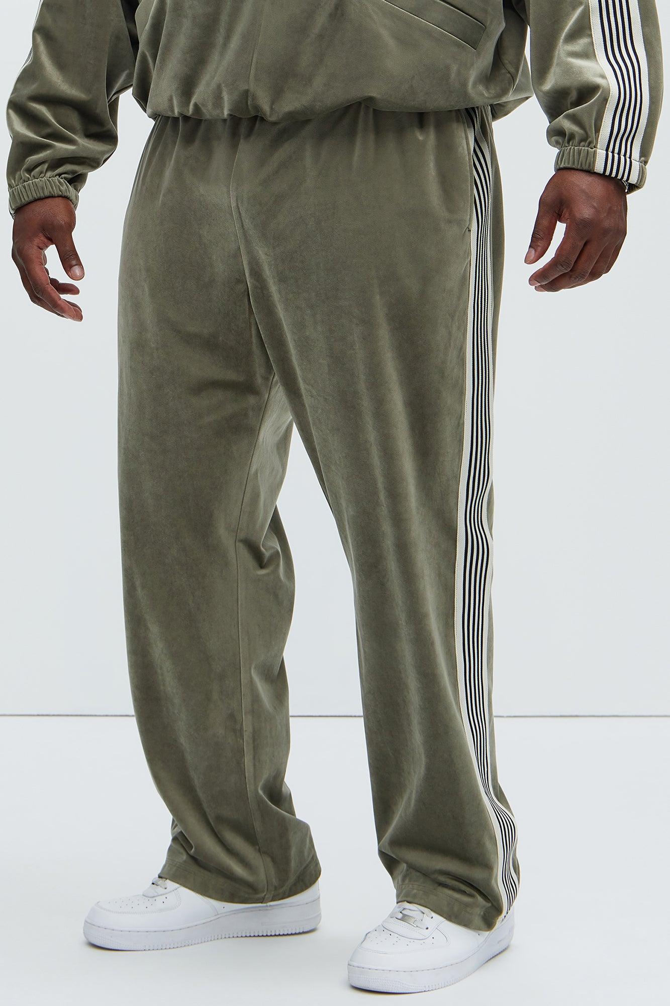 Up N' Down Velvet Track Pants - Olive Product Image