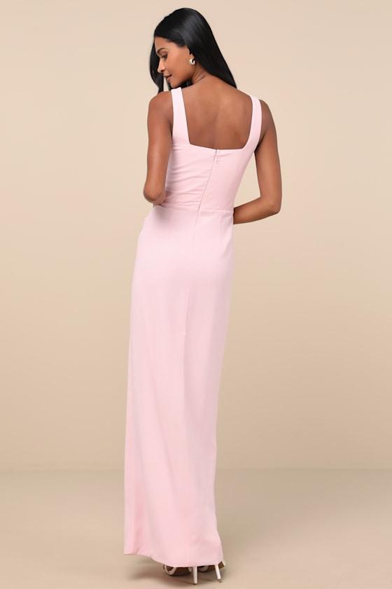 Glamorous Disposition Light Pink Ruched Maxi Dress Product Image