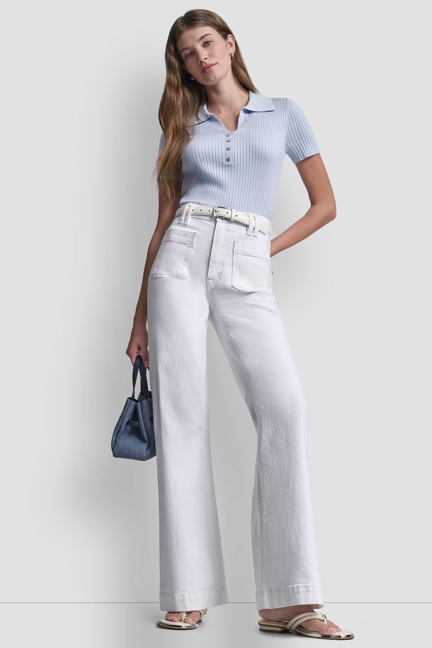 RIBBED POLO WITH RHINESTONE BUTTONS Product Image