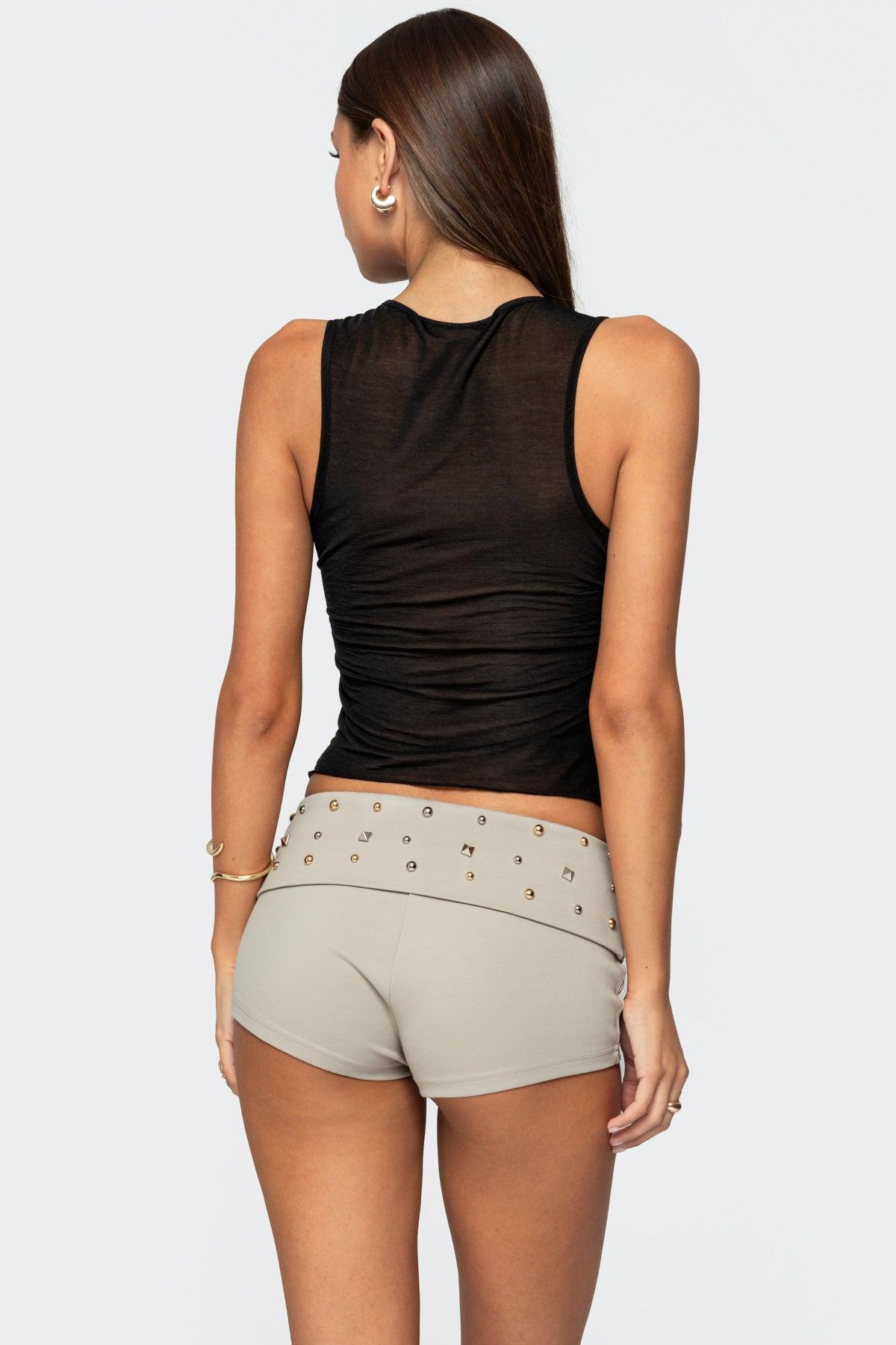 Studded Foldover Micro Shorts Product Image