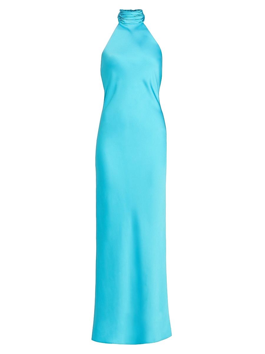 Womens Tatiana High-Neck Satin Gown Product Image