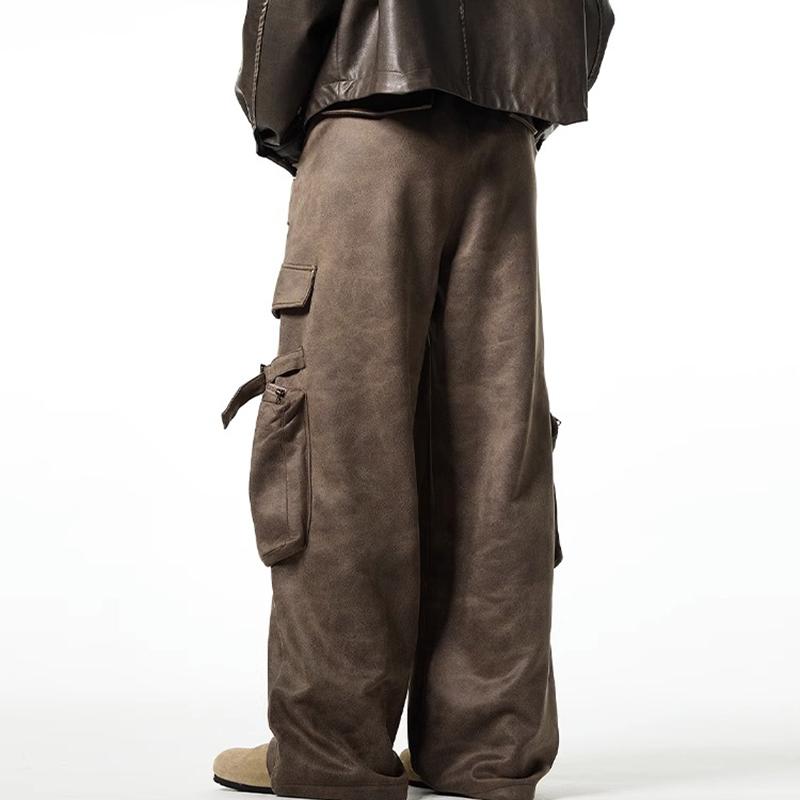 Vintage Coffee Washed Pocket Casual Cargo Pants Product Image