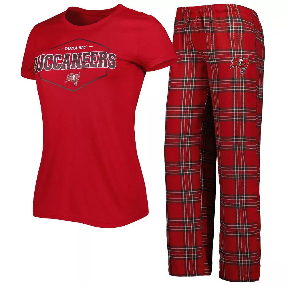 Women's Concepts Sport Red/Pewter Tampa Bay Buccaneers Badge T-Shirt & Pants Sleep Set, Size: 2XL Product Image