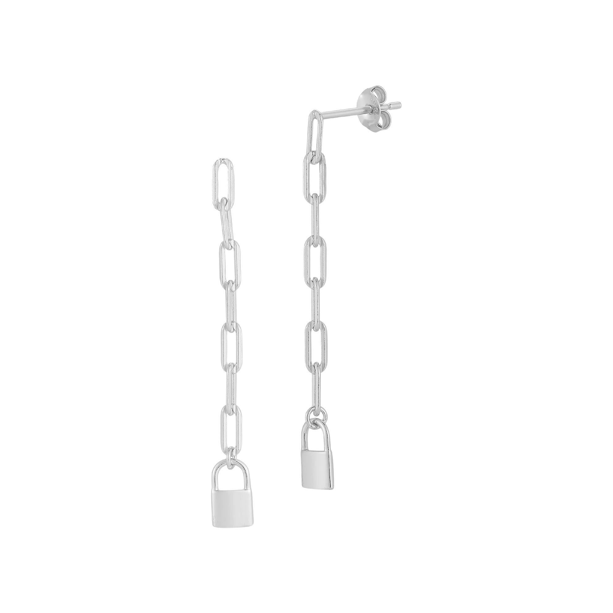 Sunkissed Sterling Lock Drop Earrings, Women's, Silver Tone Product Image