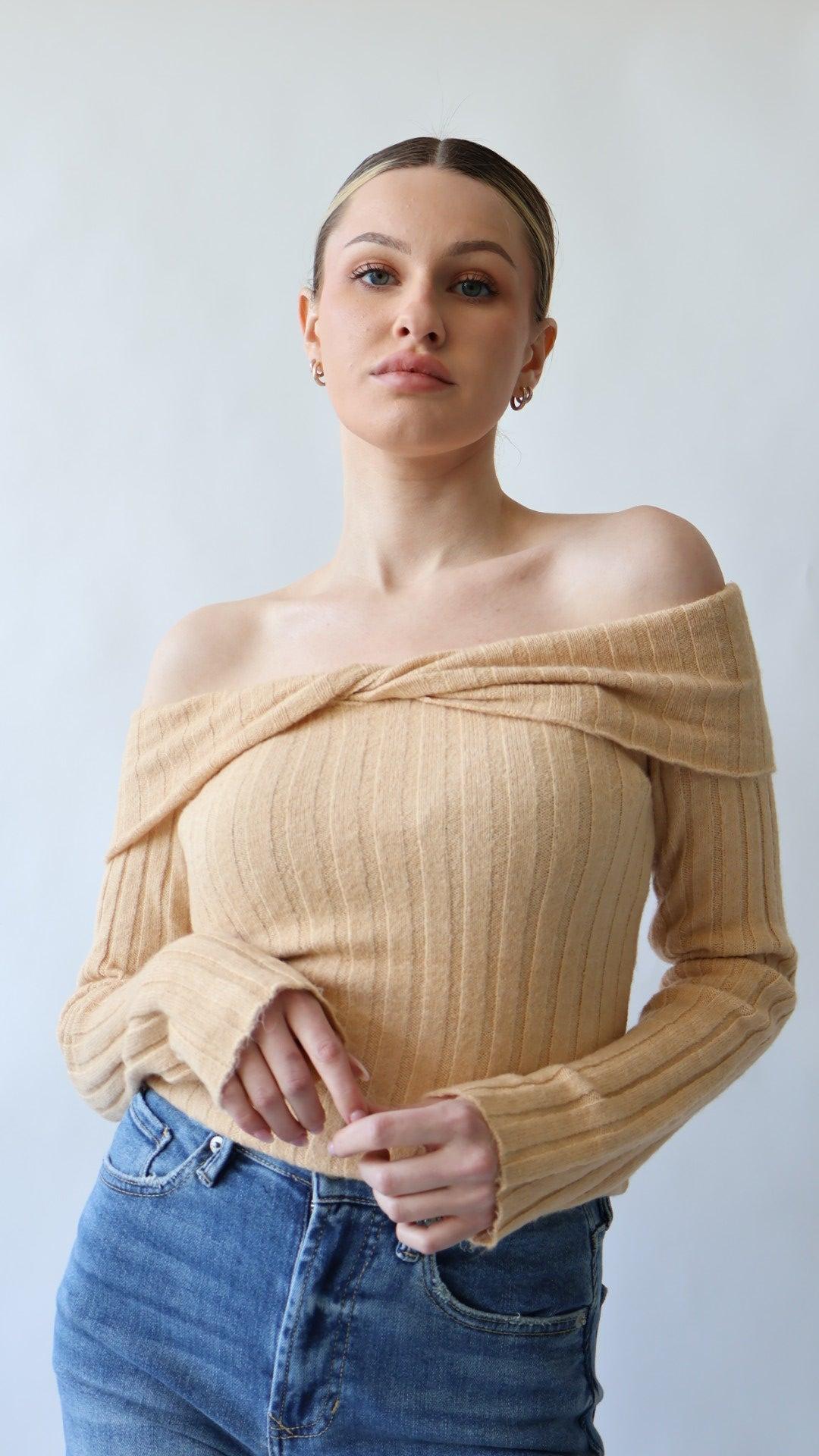 Off Shoulder Sweater Top Product Image